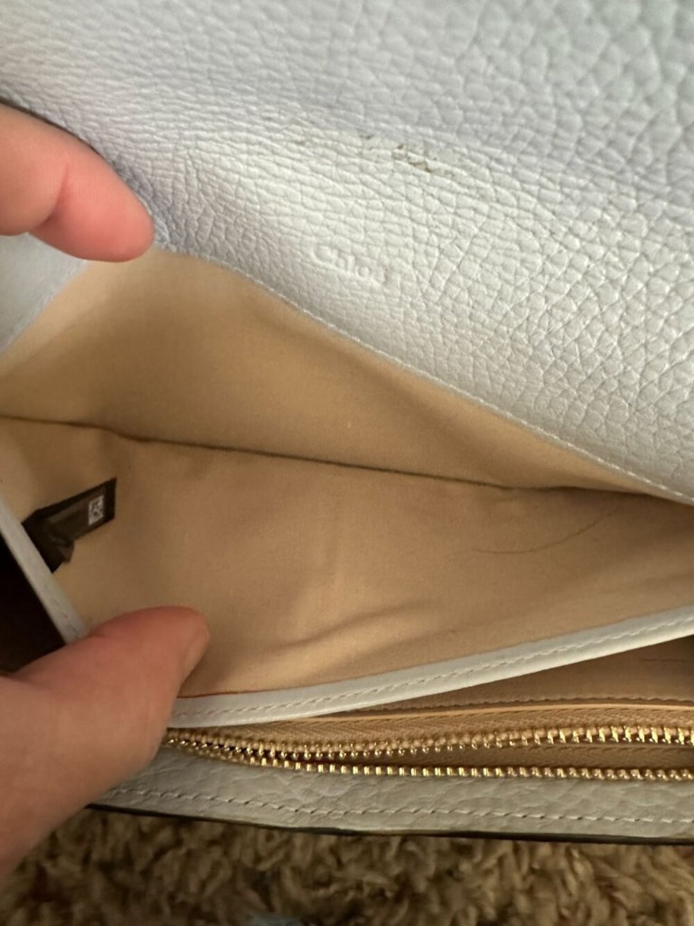 Chloé Small Leather Wallet With Tassel Detail Gold Hardware Light Gray Blue - Picture 13 of 16